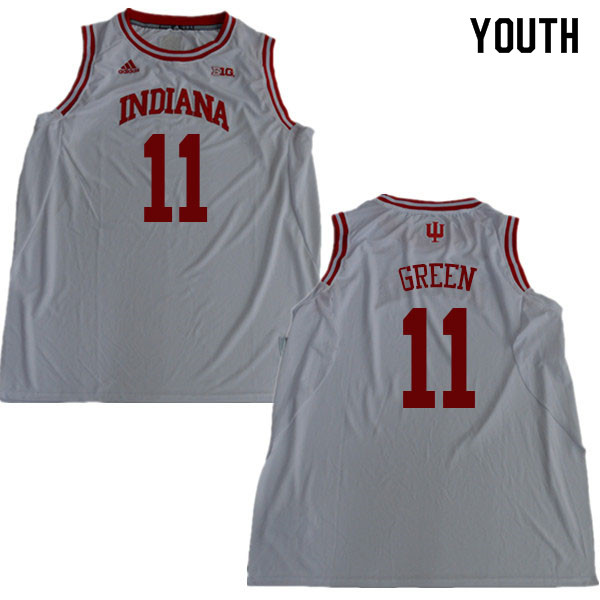 Youth #11 Devonte Green Indiana Hoosiers College Basketball Jerseys Sale-White - Click Image to Close